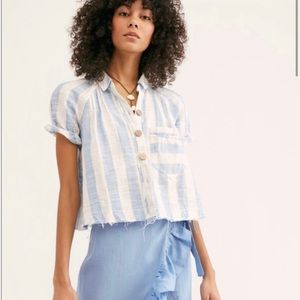 We The Free Away At Sea Linen button down Top S